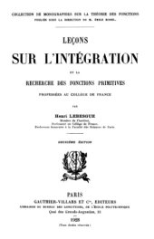 book Leçons sur l’intégration et la recherche des fonctions primitives