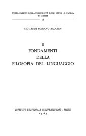 book I fondamenti della filosofia del linguaggio