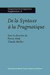 book De la syntaxe à la pragmatique : actes du Colloque de Rennes, Université de Haute-Bretagne