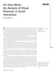 book On Face-Work: An Analysis of Ritual Elements in Social Interaction