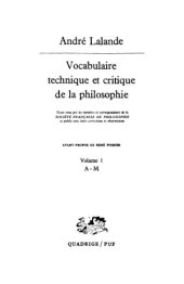 book Vocabulaire technique et critique de la philosophie. 1. A - M