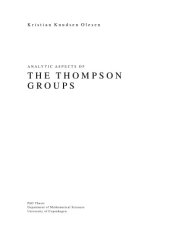 book Analytic aspects of the Thompson groups [PhD thesis]