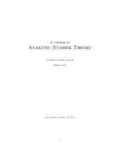 book Analytic number theory [Lecture notes]