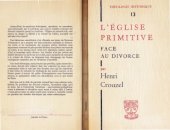 book L’ÉGLISE PRIMITIVE FACE AU DIVORCE