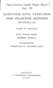 book Questiones supra undecimum prime philosophie Aristotelis (Metaphysica xii) primae et secundae