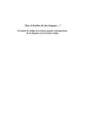 book "Soy el brother de dos lenguas ..." : el cambio de código en la música popular contemporánea de los hispanos en los Estados Unidos