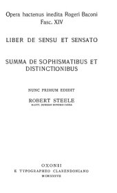 book Liber de sensu et sensato. Summa de sophismatibus et distinctionibus