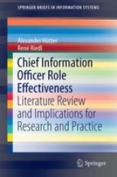 book Chief Information Officer Role Effectiveness: Literature Review and Implications for Research and Practice