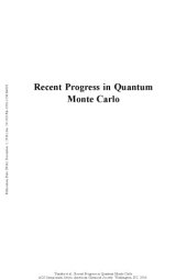 book Recent progress in quantum Monte Carlo