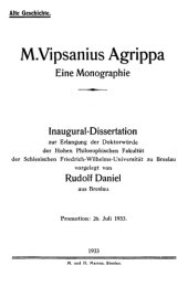 book M. Vipsanius Agrippa, eine Monographie.