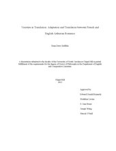 book Varieties in translation: adaptation and translation between French and English Arthurian romance [thesis]