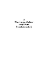 book A Mathematician Plays the Stock Market