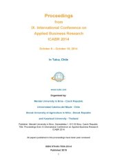 book Proceedings from IX International Conference on Applied Business Research; ICABR 2014