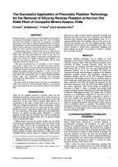 book The successful application of pneumatic flotation technology for the removal of silica by reverse flotation at the iron pellet plant of Compañía Minera Huasco, Chile