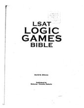 book LSAT Logic Game Bible