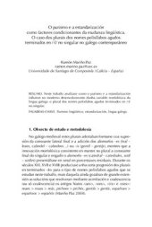 book O purismo e a estandarización como factores condicionantes da mudanza lingüística. O caso dos plurais dos nomes polisílabos agudos terminados en /-l/ no singular no galego contemporáneo