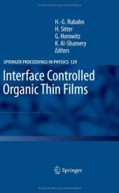 book Interface Controlled Organic Thin Films