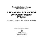 book Fundamentals of Machine Component Design - Student Solutions Manual