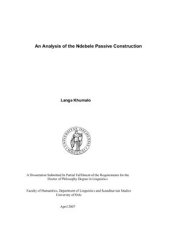 book An Analysis of the Ndebele Passive Construction