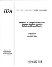 book Handbook of energetic materials for weapons systems including ballistic and cruise missiles