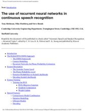 book The Use of Recurrent Neural Networks in Continuous Speech Recognition