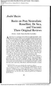 book Bazin on Post-Neorealistic Rossellini, De Sica, and Visconti: Three Original Reviews