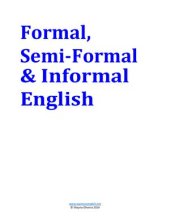 book Formal, Semi-Formal & Informal English