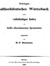 book Vollständiger alphabetischer Index zu dem althochdeutschen Sprachschatze