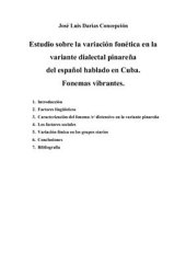 book Estudio sobre la variación fonética en la variante dialectal pinareña del español hablado en Cuba. Fonemas vibrantes