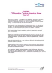 book FCE Speaking. Part 1. Speaking About Yourself. Teacher's Notes 2. Top Tips