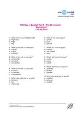 book FCE: Use of English. Part 3. Word formation. Worksheet