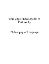 book Routledge Encyclopedia of Philosophy: Philosophy of Language