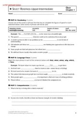 book Select Readings Upper-intermediate quizes with answers