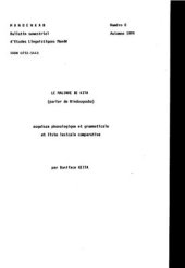 book Le Malinke de Kita (parler de Bindougouba) : esquisse phonologique et grammaticale et liste lexicale comparative