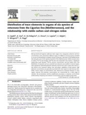 book Distribution of trace elements in organs of six species of cetaceans from the Ligurian Sea (Mediterranean), and the relationship with stable carbon and nitrogen ratios