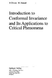 book Introduction to conformal invariance and its applications to critical phenomena