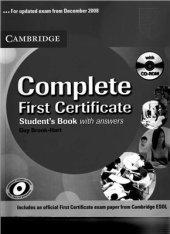 book Complete First Certificate Student's book with answers