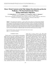 book Heavy metal contents in the pink salmon Oncorhynchus gorbuscha Walbaum, 1792 from Kuril oceanic waters during anadromous migration