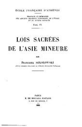 book Lois sacrées de l’Asie Mineure