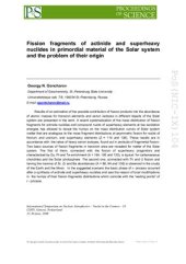 book Fission fragments of actinide and superheavy nuclides in primordial material of the Solar system and the problem of their origin