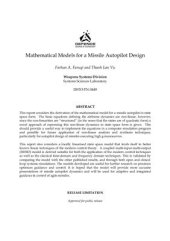 book Mathematical models for a missile autopilot design