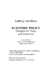 book Economic policy, thoughts for today and tomorrow