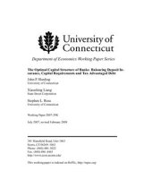 book The optimal capital structure of banks: Balancing Deposit Insurance, Capital Requirements and Tax-Advantaged Debt