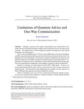 book Limitations of Quantum Advice and One-Way Communication