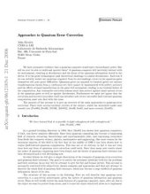 book Approaches to Quantum Error Correction