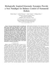 book Biologically Inspired Kinematic Synergies Provide a New Paradigm for Balance Control of Humanoid Robots