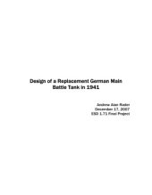 book Design of a replacement german main battle tank in 1941