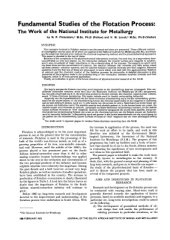 book Fundamental Studies of the Flotation Process: The Work of the National Institute for Metallurgy