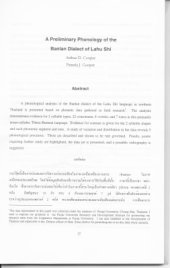 book A preliminary phonology of the Banlan dialect of Lahu Shi