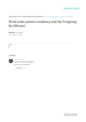 book Word order pattern tendency and the Yongning Na (Mosuo)